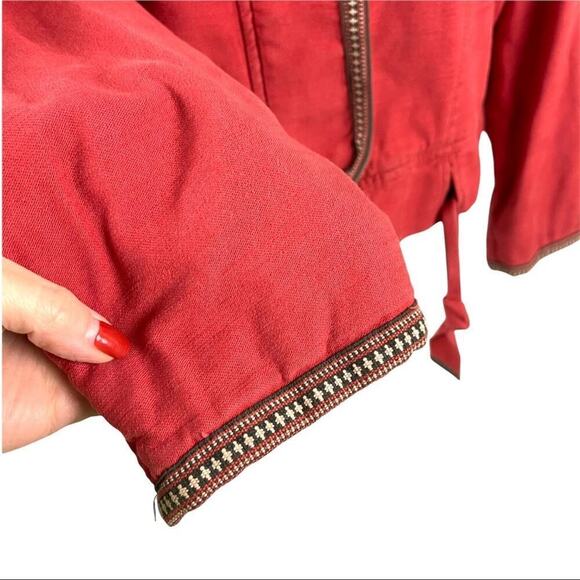 Free People Flight Line Oversized Military Red Bomber Jacket Size XS Embroidered - Picture 7 of 16